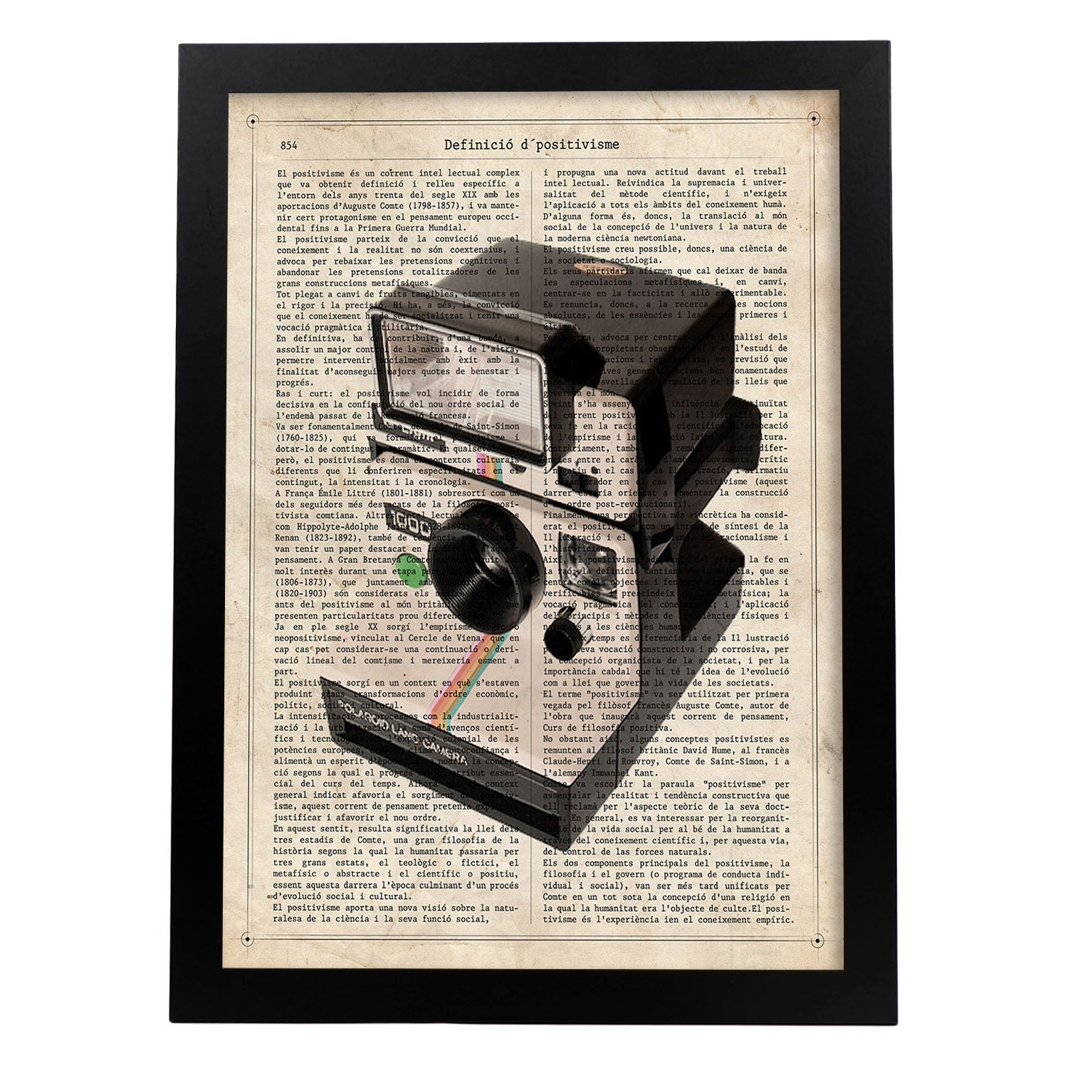 Poster de Camara Polaroid. Láminas de cámaras de fotos antiguas. Decoración de fotografía.-Artwork-Nacnic-A4-Marco Negro-Nacnic Estudio SL