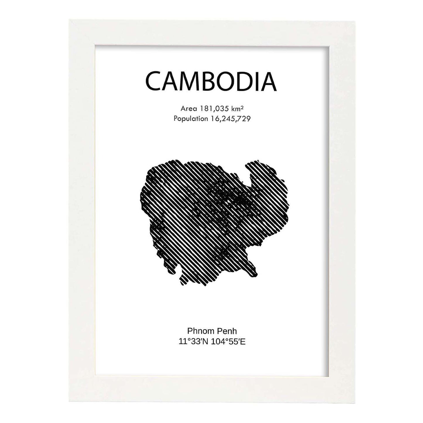 Poster de Camboya. Láminas de paises y continentes del mundo.-Artwork-Nacnic-A3-Marco Blanco-Nacnic Estudio SL