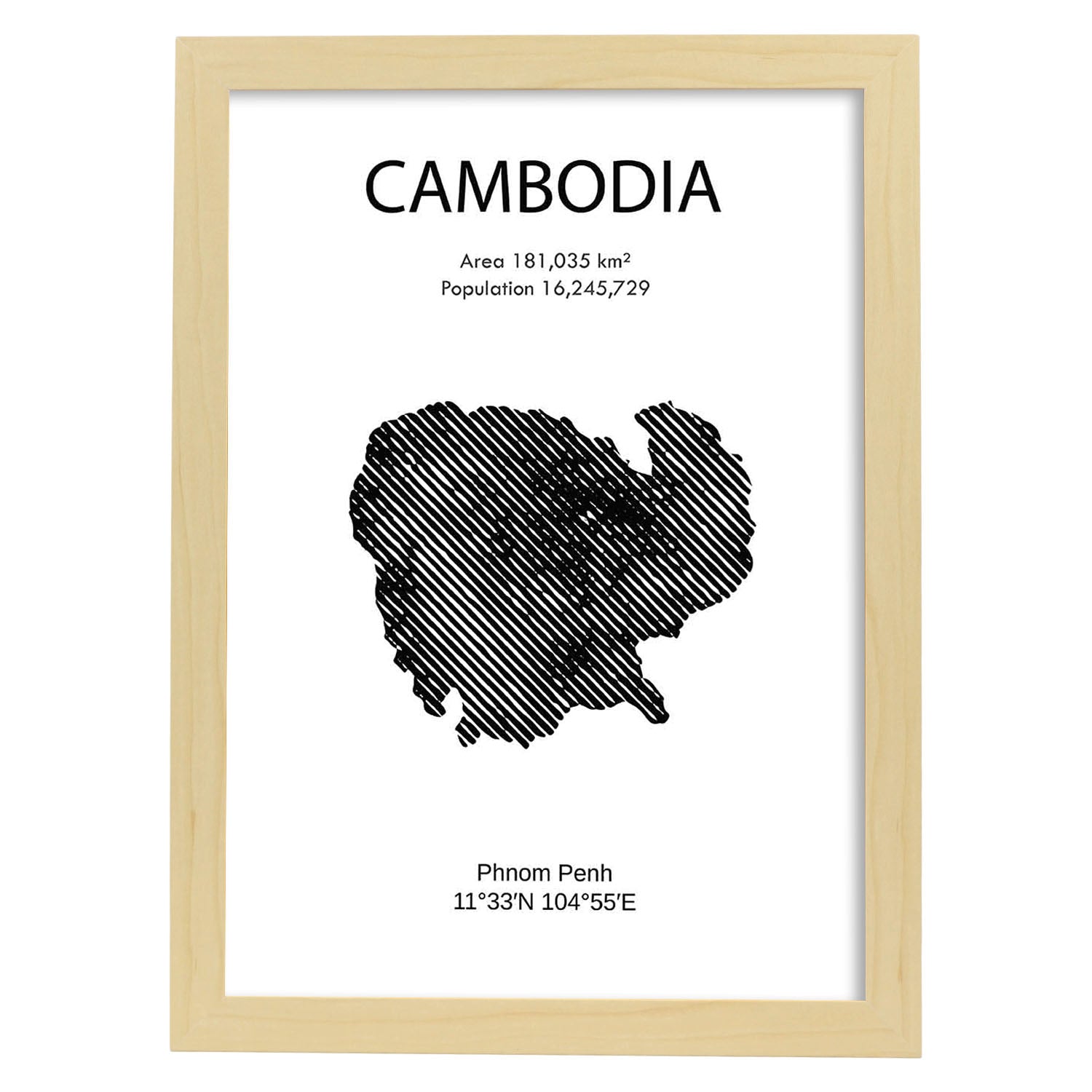 Poster de Camboya. Láminas de paises y continentes del mundo.-Artwork-Nacnic-A3-Marco Madera clara-Nacnic Estudio SL