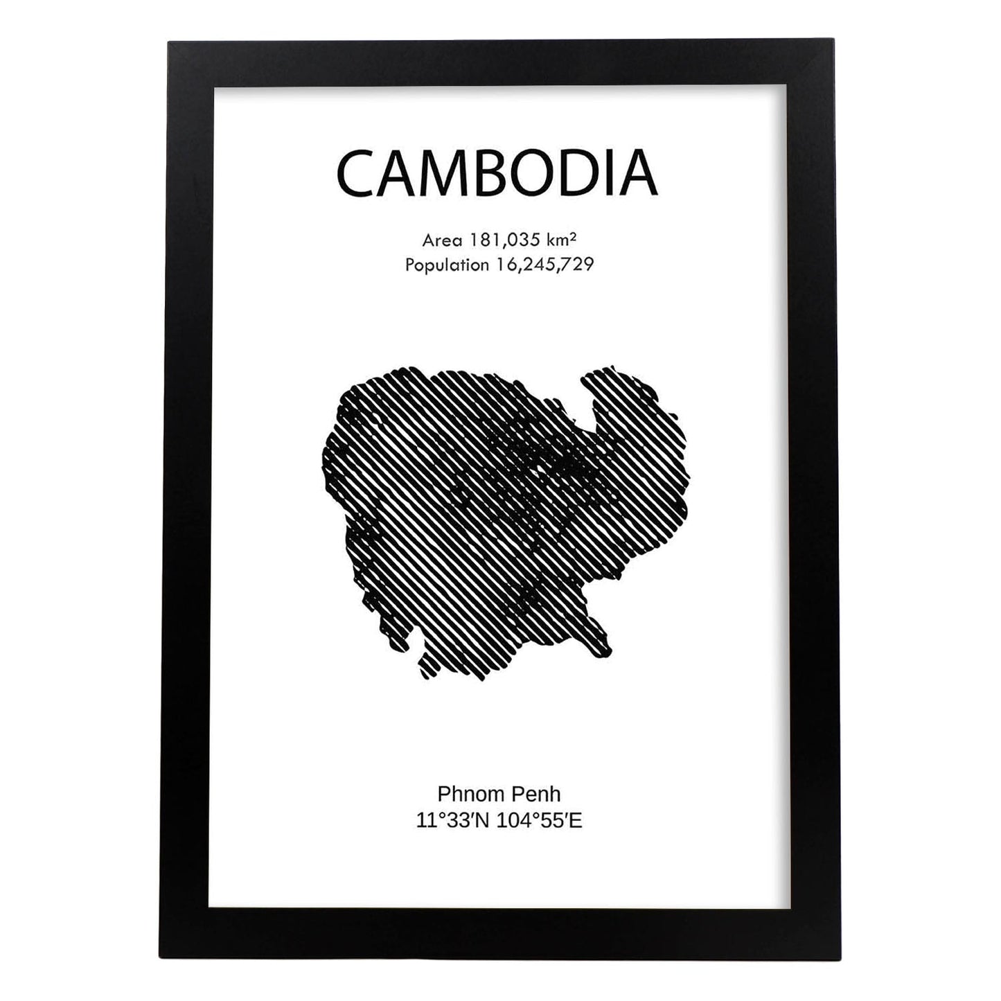 Poster de Camboya. Láminas de paises y continentes del mundo.-Artwork-Nacnic-A3-Marco Negro-Nacnic Estudio SL