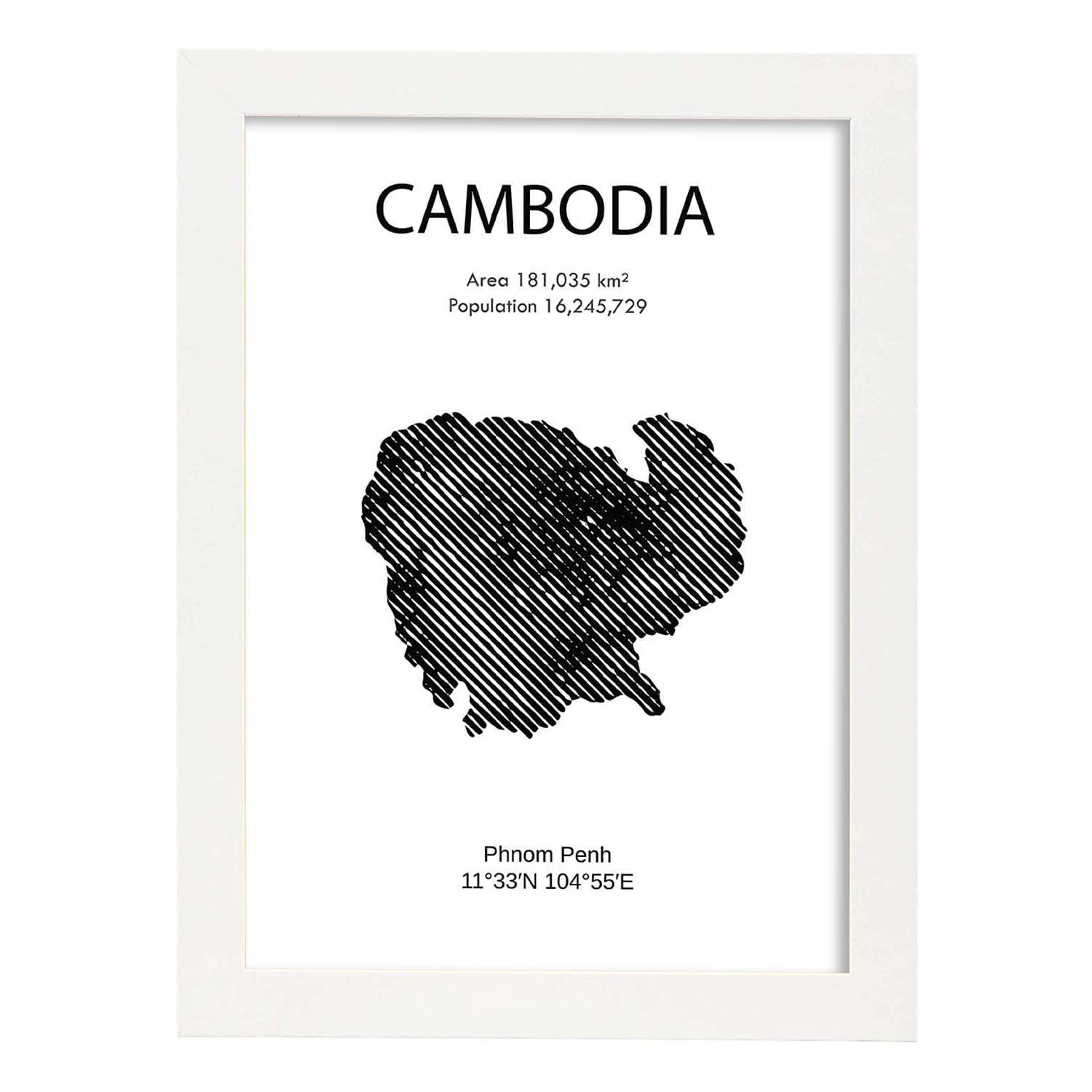 Poster de Camboya. Láminas de paises y continentes del mundo.-Artwork-Nacnic-A4-Marco Blanco-Nacnic Estudio SL