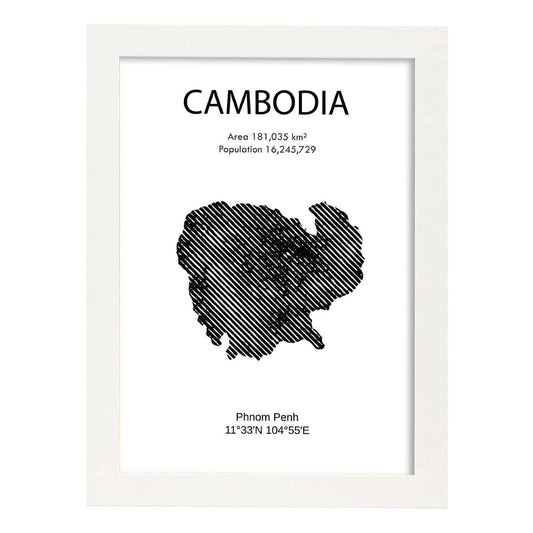 Poster de Camboya. Láminas de paises y continentes del mundo.-Artwork-Nacnic-A4-Marco Blanco-Nacnic Estudio SL