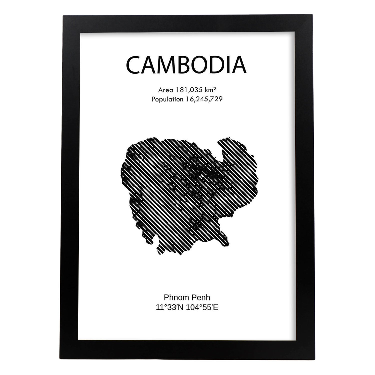 Poster de Camboya. Láminas de paises y continentes del mundo.-Artwork-Nacnic-A4-Marco Negro-Nacnic Estudio SL