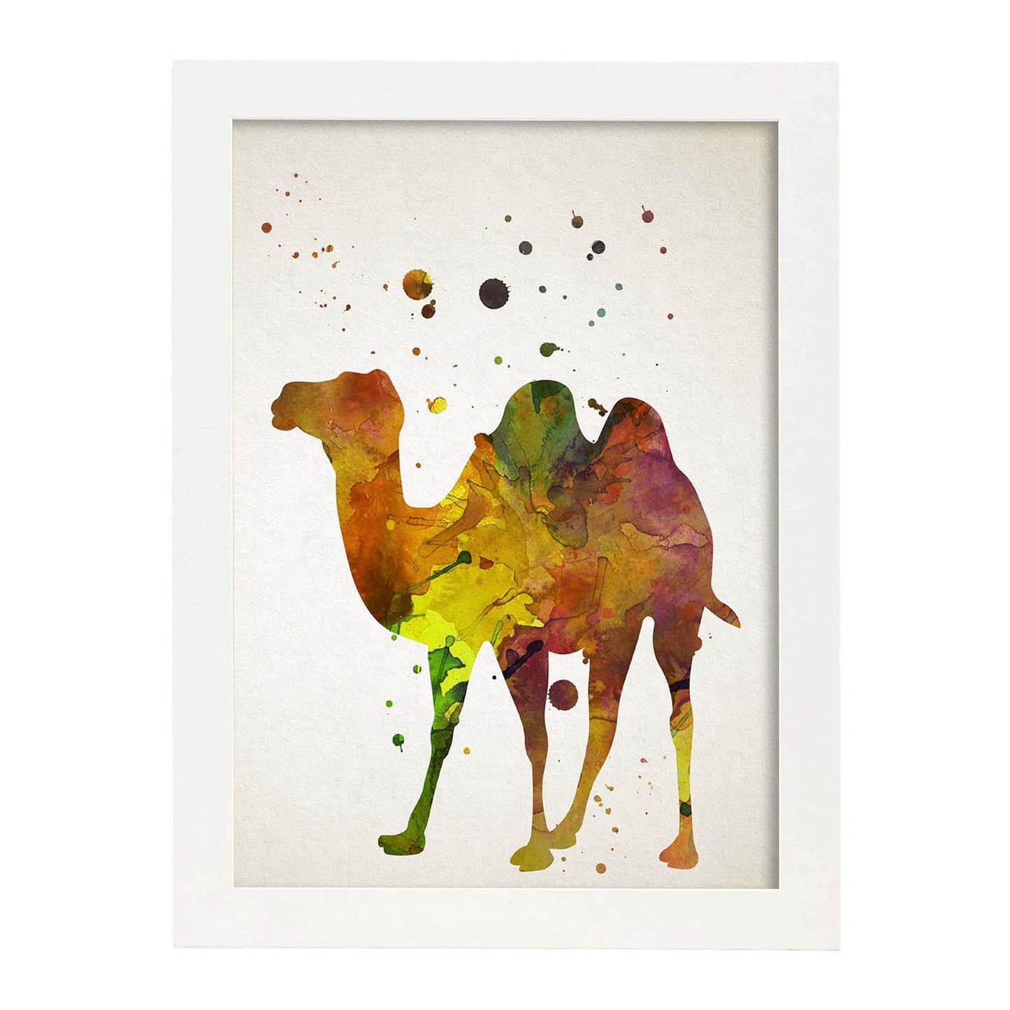 Poster de Camello estilo acuarela. Láminas de animales con estilo acuarela-Artwork-Nacnic-A3-Marco Blanco-Nacnic Estudio SL