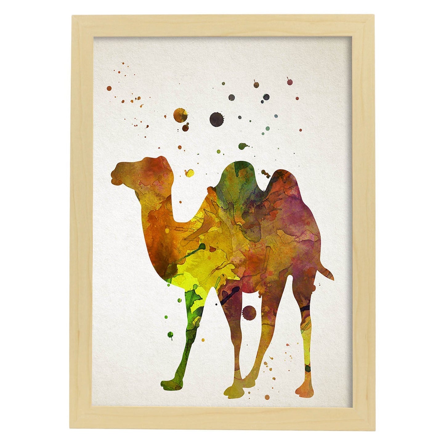 Poster de Camello estilo acuarela. Láminas de animales con estilo acuarela-Artwork-Nacnic-A3-Marco Madera clara-Nacnic Estudio SL