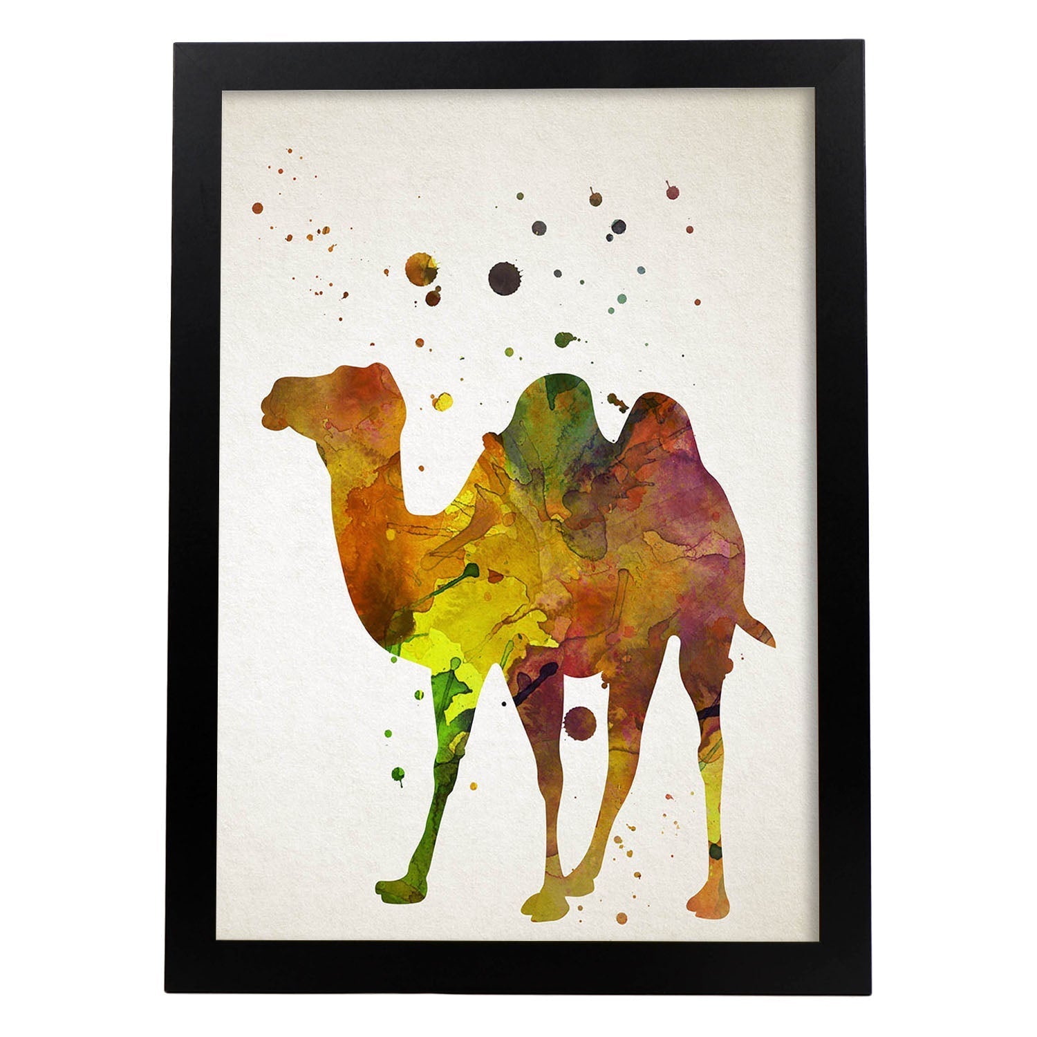 Poster de Camello estilo acuarela. Láminas de animales con estilo acuarela-Artwork-Nacnic-A3-Marco Negro-Nacnic Estudio SL