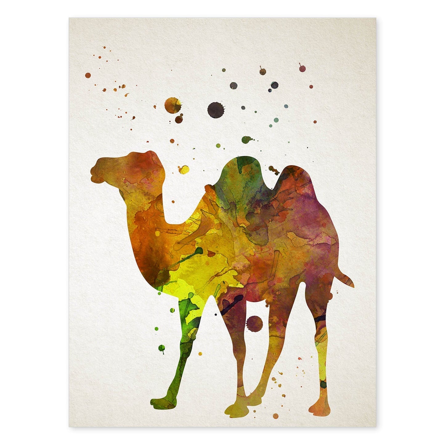 Poster de Camello estilo acuarela. Láminas de animales con estilo acuarela-Artwork-Nacnic-A4-Sin marco-Nacnic Estudio SL