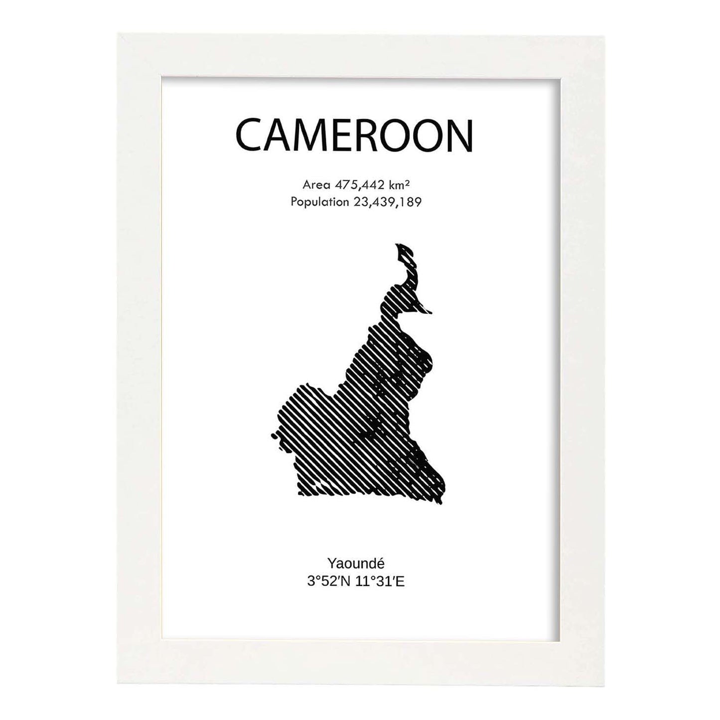 Poster de Camerún. Láminas de paises y continentes del mundo.-Artwork-Nacnic-A3-Marco Blanco-Nacnic Estudio SL