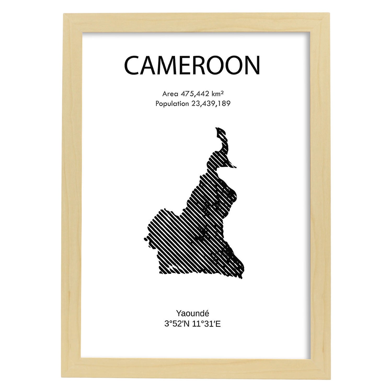 Poster de Camerún. Láminas de paises y continentes del mundo.-Artwork-Nacnic-A3-Marco Madera clara-Nacnic Estudio SL