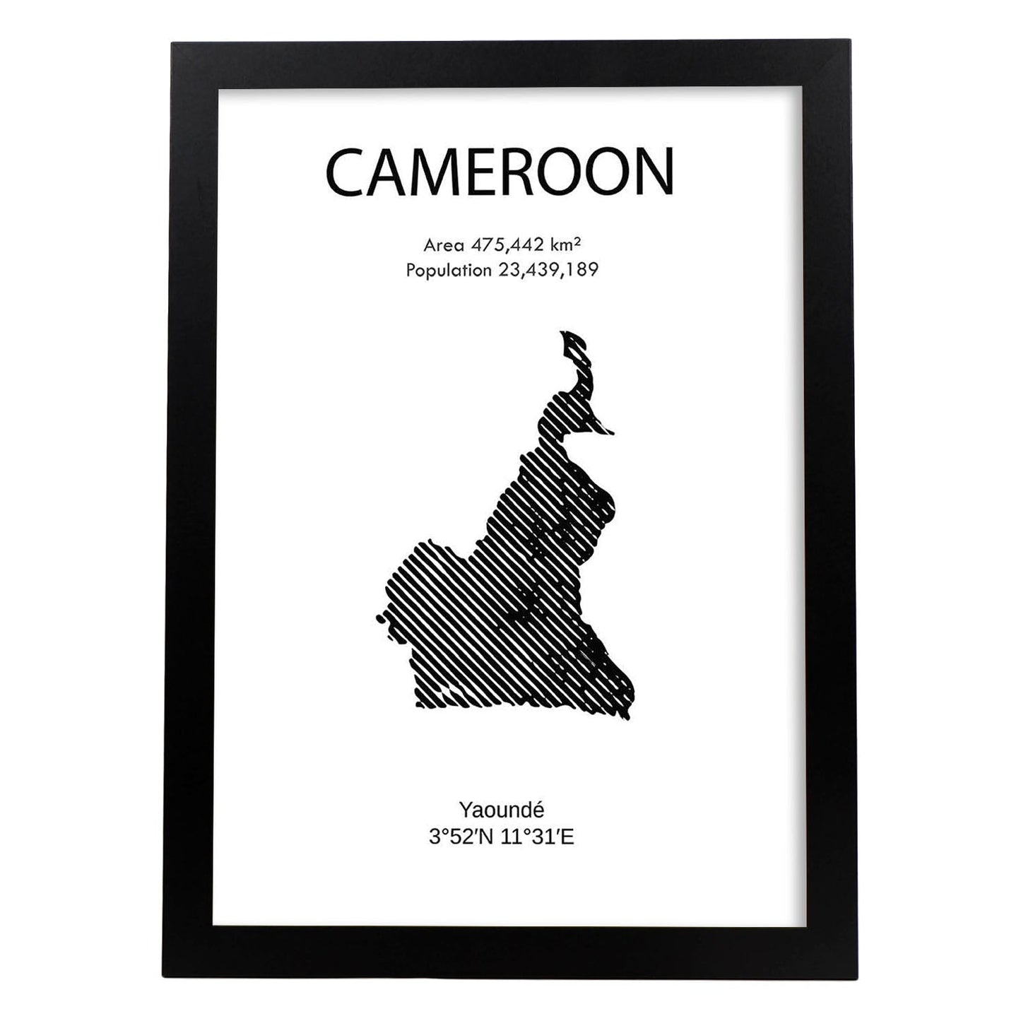 Poster de Camerún. Láminas de paises y continentes del mundo.-Artwork-Nacnic-A3-Marco Negro-Nacnic Estudio SL