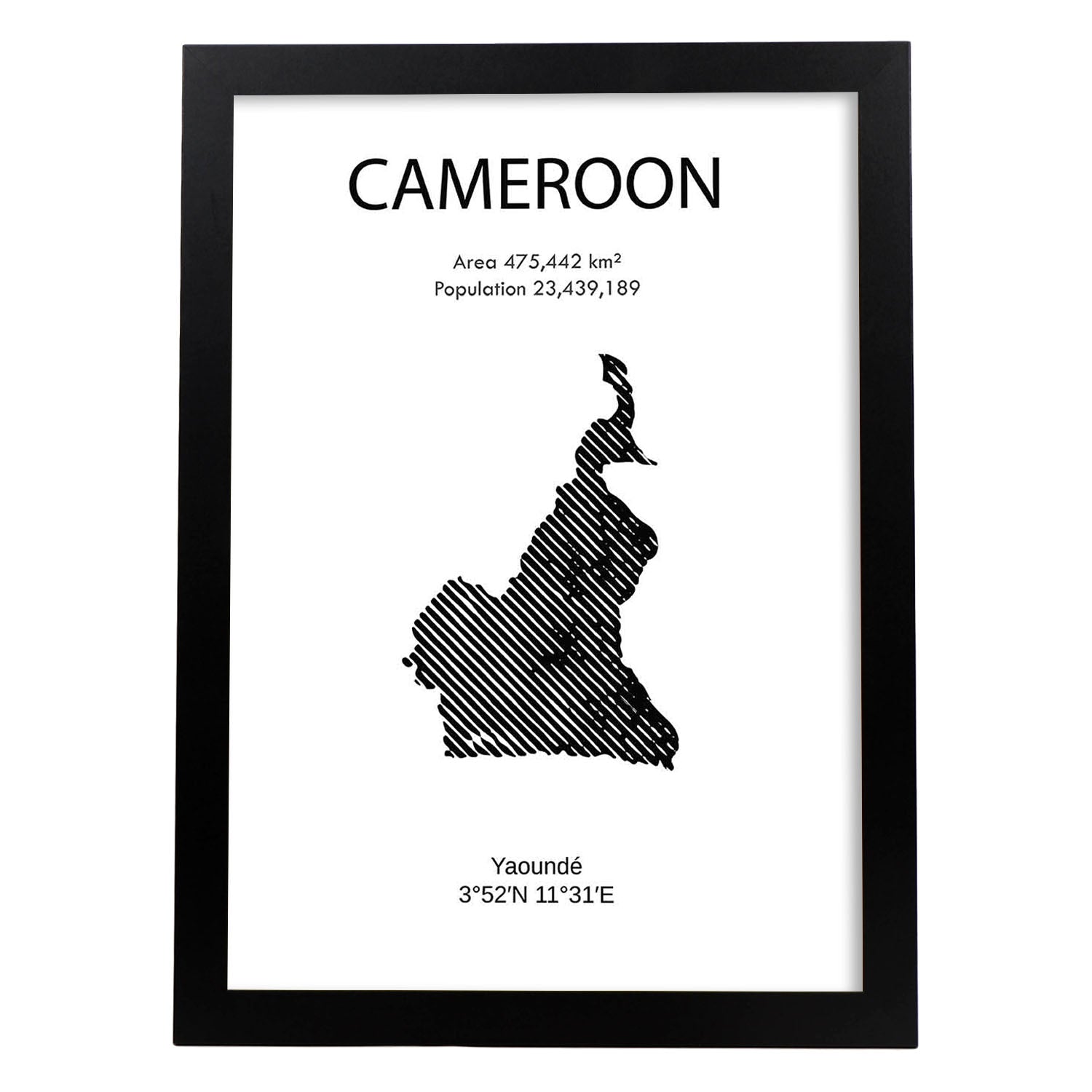 Poster de Camerún. Láminas de paises y continentes del mundo.-Artwork-Nacnic-A4-Marco Negro-Nacnic Estudio SL