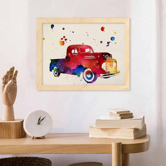 Poster de Camioneta con diseño acuarela. Mix de láminas con estilo acuarela-Artwork-Nacnic-Nacnic Estudio SL