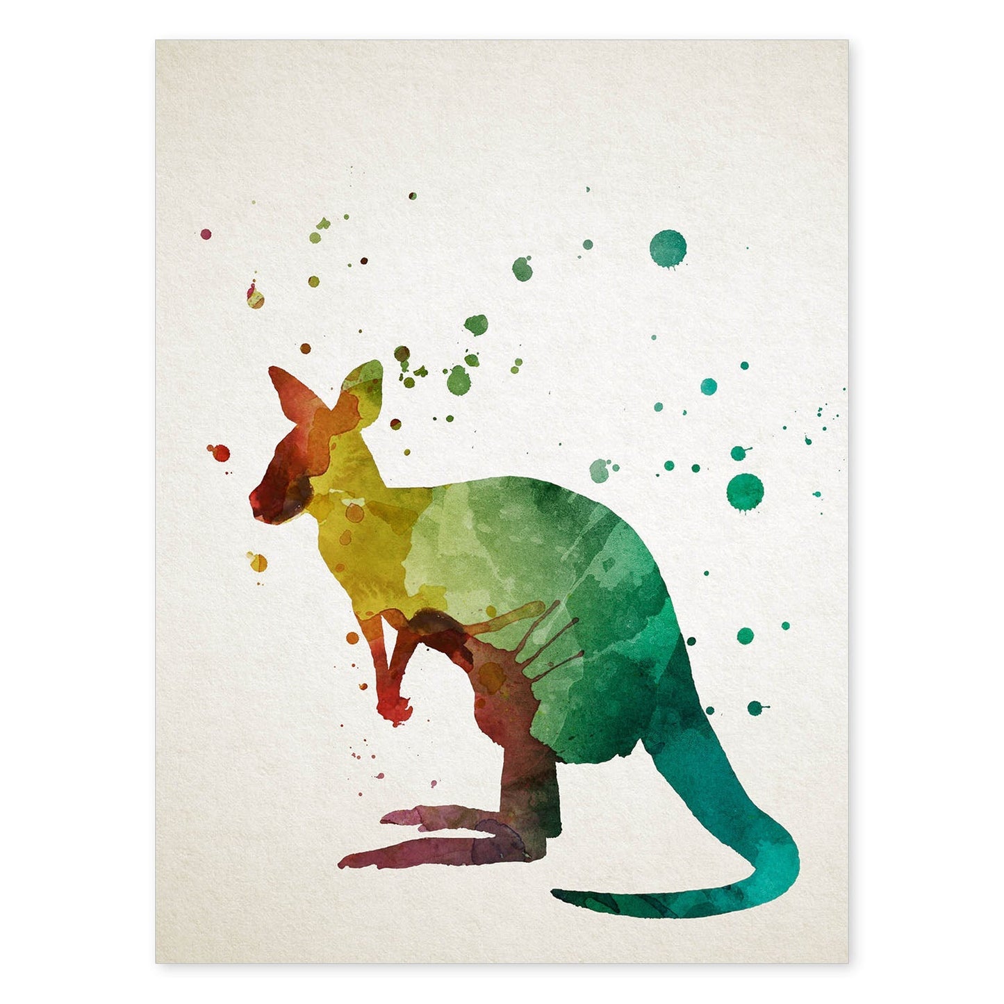 Poster de Canguro estilo acuarela. Láminas de animales con estilo acuarela-Artwork-Nacnic-A4-Sin marco-Nacnic Estudio SL