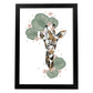 Poster de Cara Jirafa. Lámina de animal de la jungla con flores y vegetación.-Artwork-Nacnic-A3-Marco Negro-Nacnic Estudio SL
