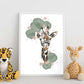 Poster de Cara Jirafa. Lámina de animal de la jungla con flores y vegetación.-Artwork-Nacnic-Nacnic Estudio SL