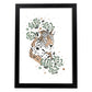 Poster de Cara Leopardo. Lámina de animal de la jungla con flores y vegetación.-Artwork-Nacnic-A4-Marco Negro-Nacnic Estudio SL