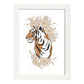 Poster de Cara Tigre. Lámina de animal de la jungla con flores y vegetación.-Artwork-Nacnic-A3-Marco Blanco-Nacnic Estudio SL