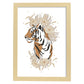 Poster de Cara Tigre. Lámina de animal de la jungla con flores y vegetación.-Artwork-Nacnic-A3-Marco Madera clara-Nacnic Estudio SL
