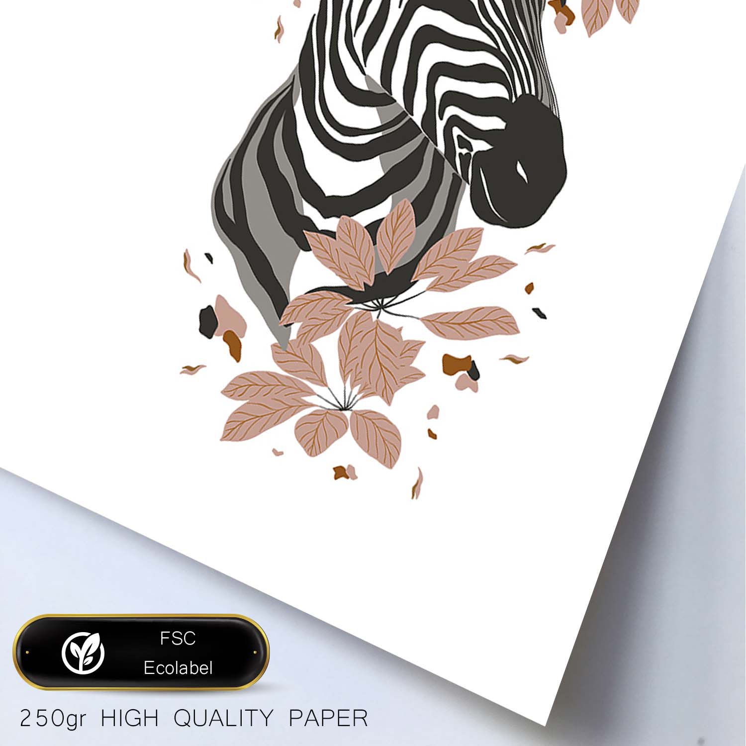Poster de Cara Zebra. Lámina de animal de la jungla con flores y vegetación.-Artwork-Nacnic-Nacnic Estudio SL