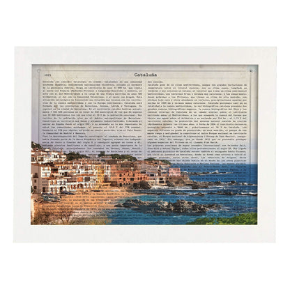 Poster de Cataluña. Láminas de comunidades autónomas de España.-Artwork-Nacnic-A4-Marco Blanco-Nacnic Estudio SL