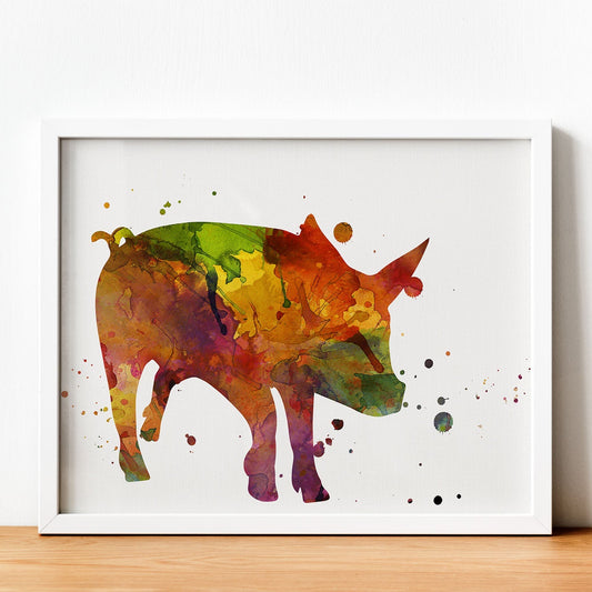 Poster de Cerdo estilo acuarela. Láminas de animales con estilo acuarela-Artwork-Nacnic-Nacnic Estudio SL