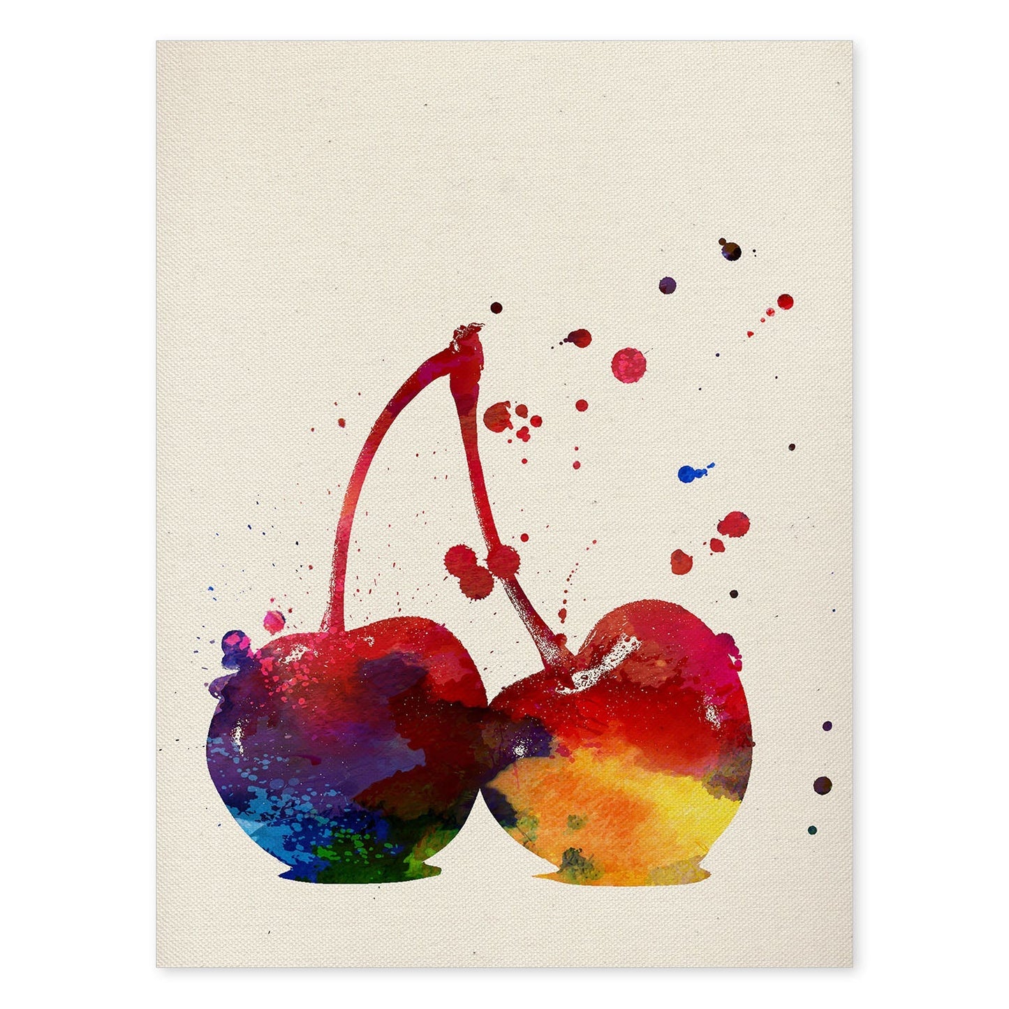Poster de Cerezas con diseño acuarela. Mix de láminas con estilo acuarela-Artwork-Nacnic-A4-Sin marco-Nacnic Estudio SL