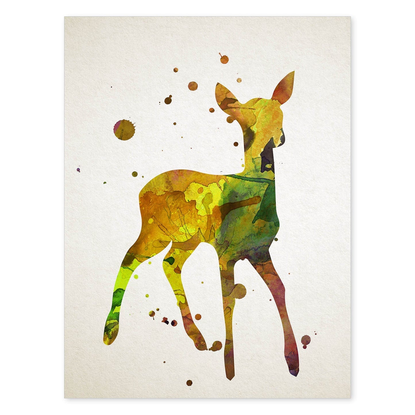Poster de Cervatillo estilo acuarela. Láminas de animales con estilo acuarela-Artwork-Nacnic-A4-Sin marco-Nacnic Estudio SL