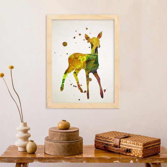 Poster de Cervatillo estilo acuarela. Láminas de animales con estilo acuarela-Artwork-Nacnic-Nacnic Estudio SL