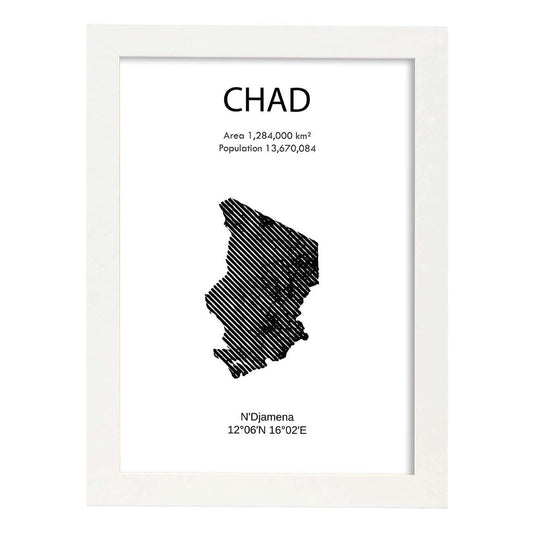 Poster de Chad. Láminas de paises y continentes del mundo.-Artwork-Nacnic-A4-Marco Blanco-Nacnic Estudio SL