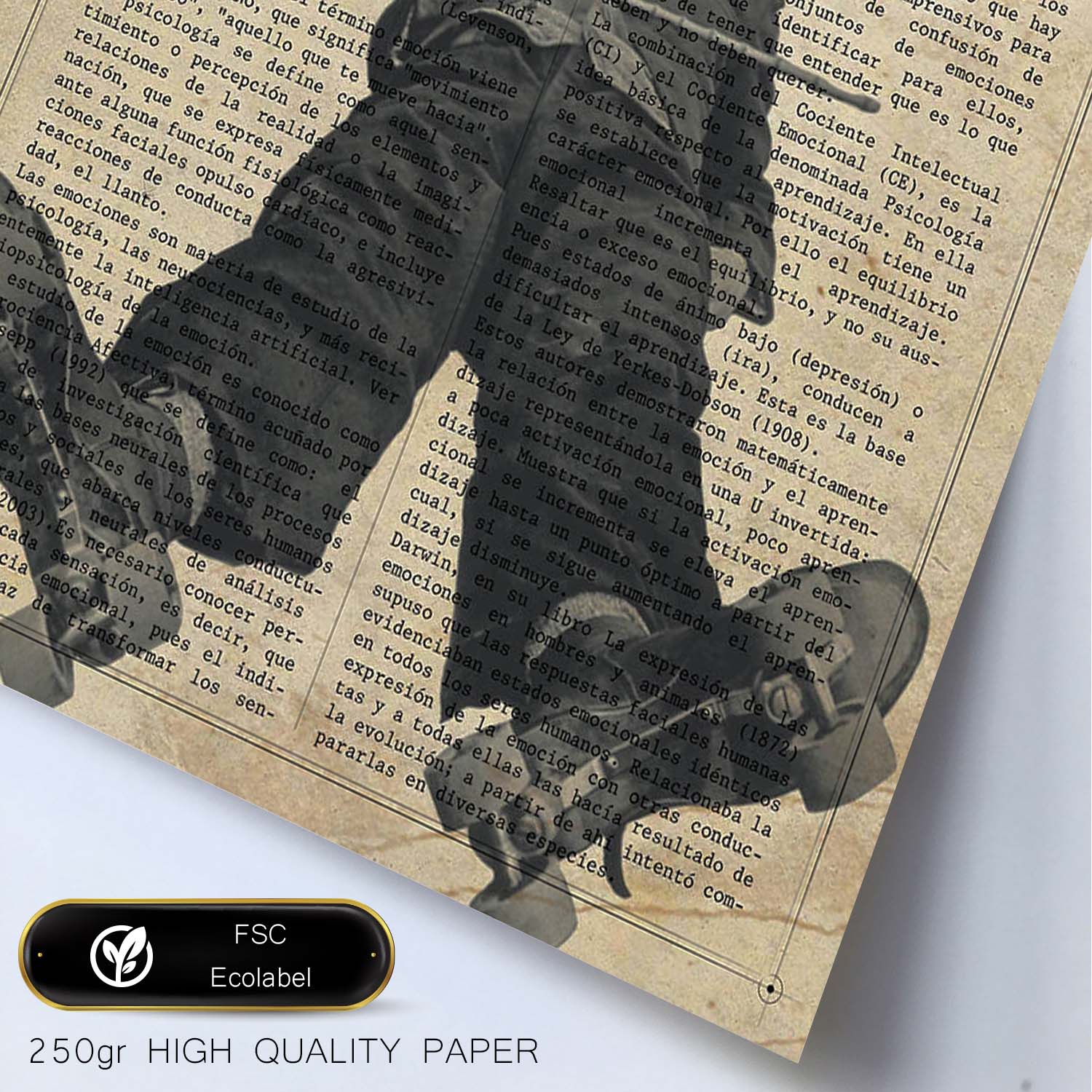 Poster de Charles Chaplin patinando. Láminas de personajes importantes. Posters de músicos, actores, inventores, exploradores, ...-Artwork-Nacnic-Nacnic Estudio SL