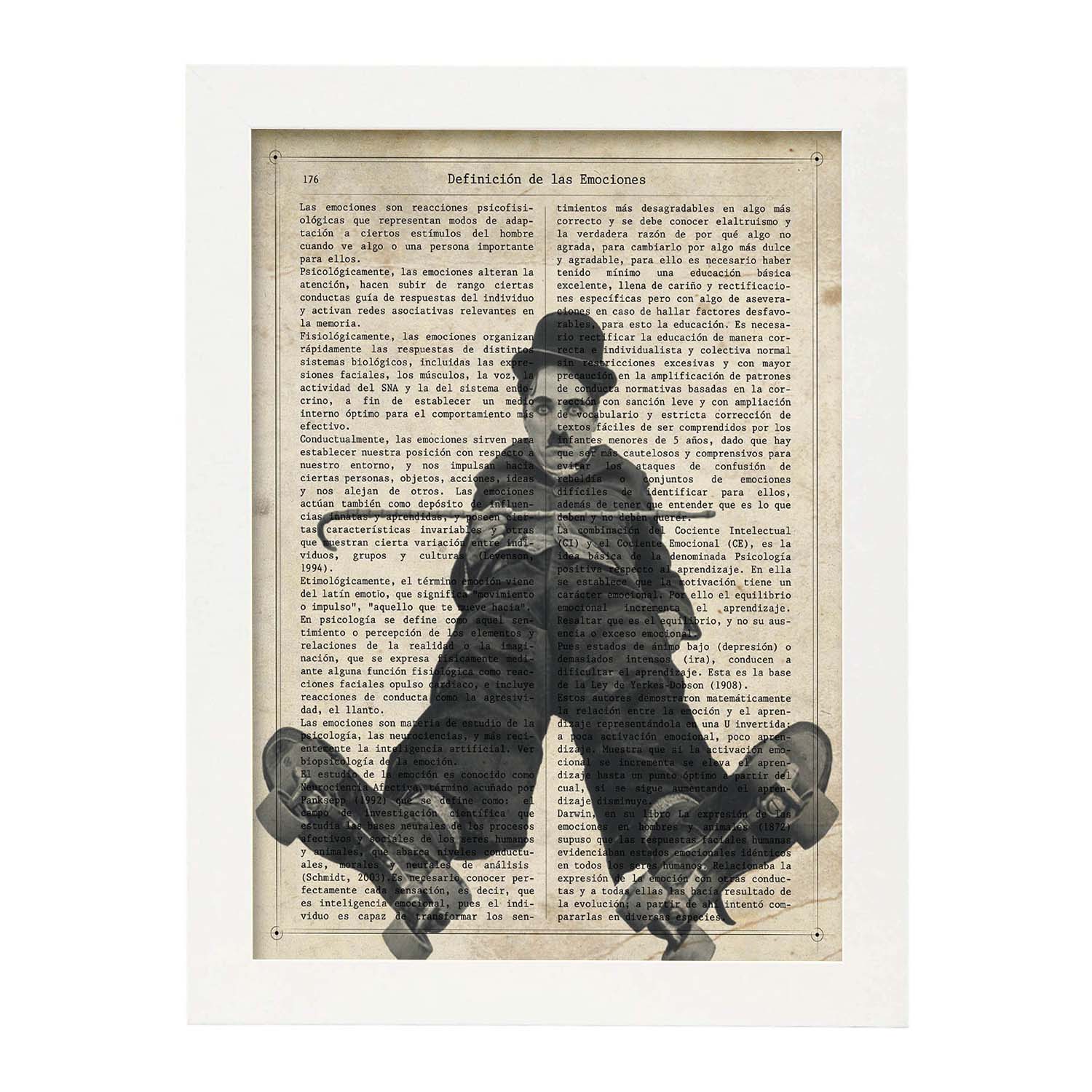 Poster de Charles Chaplin patinando. Láminas de personajes importantes. Posters de músicos, actores, inventores, exploradores, ...-Artwork-Nacnic-A3-Marco Blanco-Nacnic Estudio SL