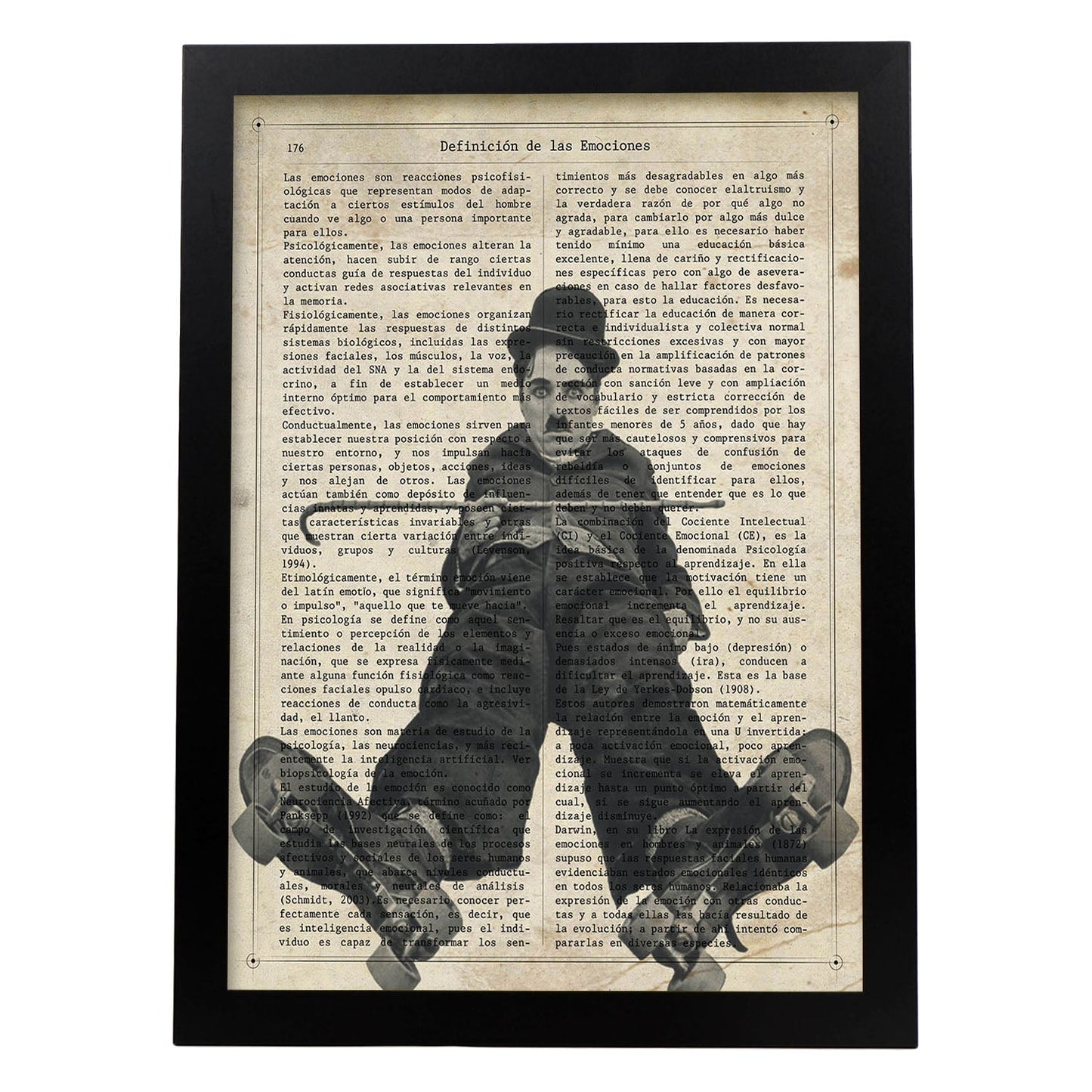 Poster de Charles Chaplin patinando. Láminas de personajes importantes. Posters de músicos, actores, inventores, exploradores, ...-Artwork-Nacnic-A3-Marco Negro-Nacnic Estudio SL