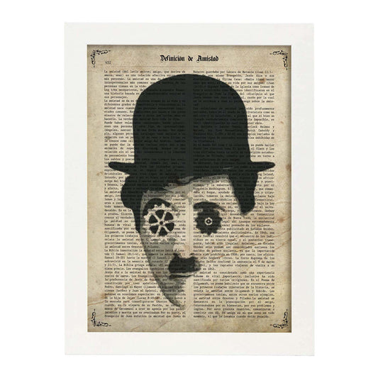 Poster de Charlie Chaplin tuercas. Láminas de personajes importantes. Posters de músicos, actores, inventores, exploradores, ...-Artwork-Nacnic-A4-Marco Blanco-Nacnic Estudio SL