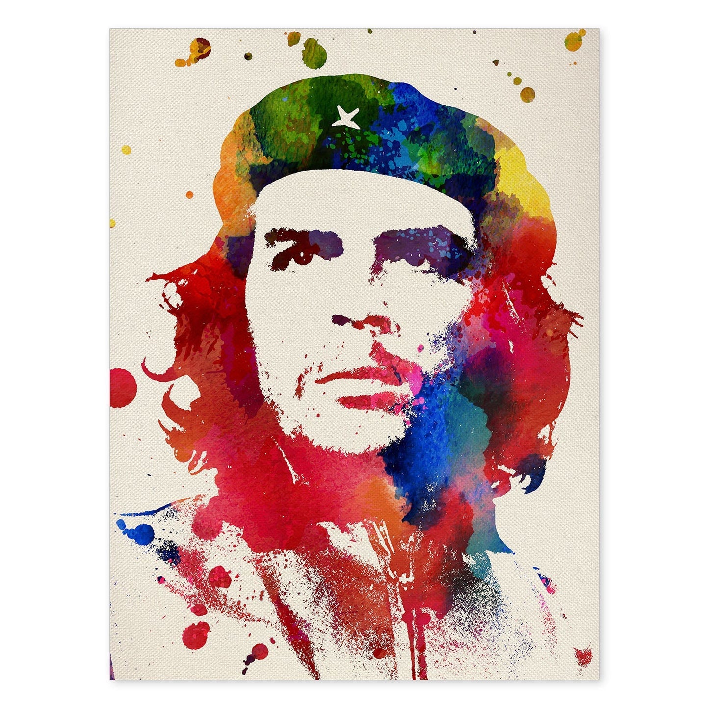Poster de Che Guevara con diseño acuarela. Mix de láminas con estilo acuarela-Artwork-Nacnic-A4-Sin marco-Nacnic Estudio SL
