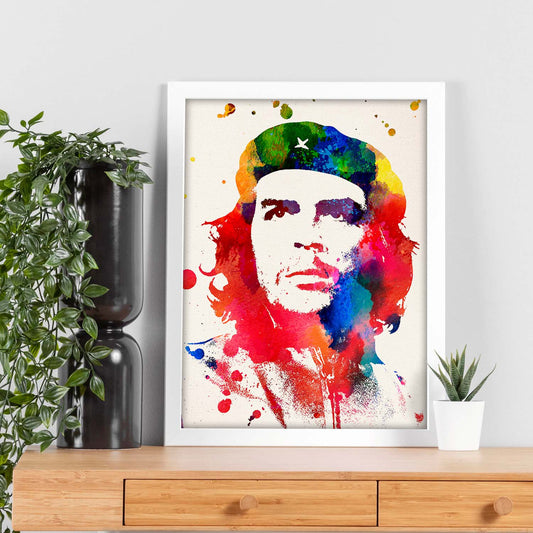 Poster de Che Guevara con diseño acuarela. Mix de láminas con estilo acuarela-Artwork-Nacnic-Nacnic Estudio SL