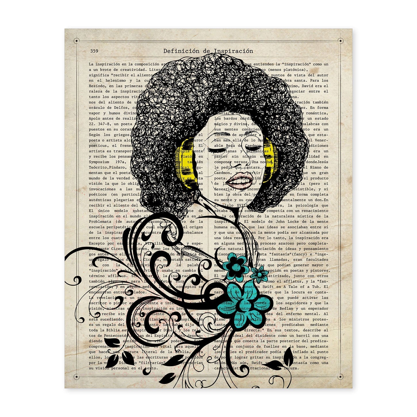 Poster de Chica afro.Láminas de chicas con textos. Diseño de interiores para mujeres.-Artwork-Nacnic-A4-Sin marco-Nacnic Estudio SL