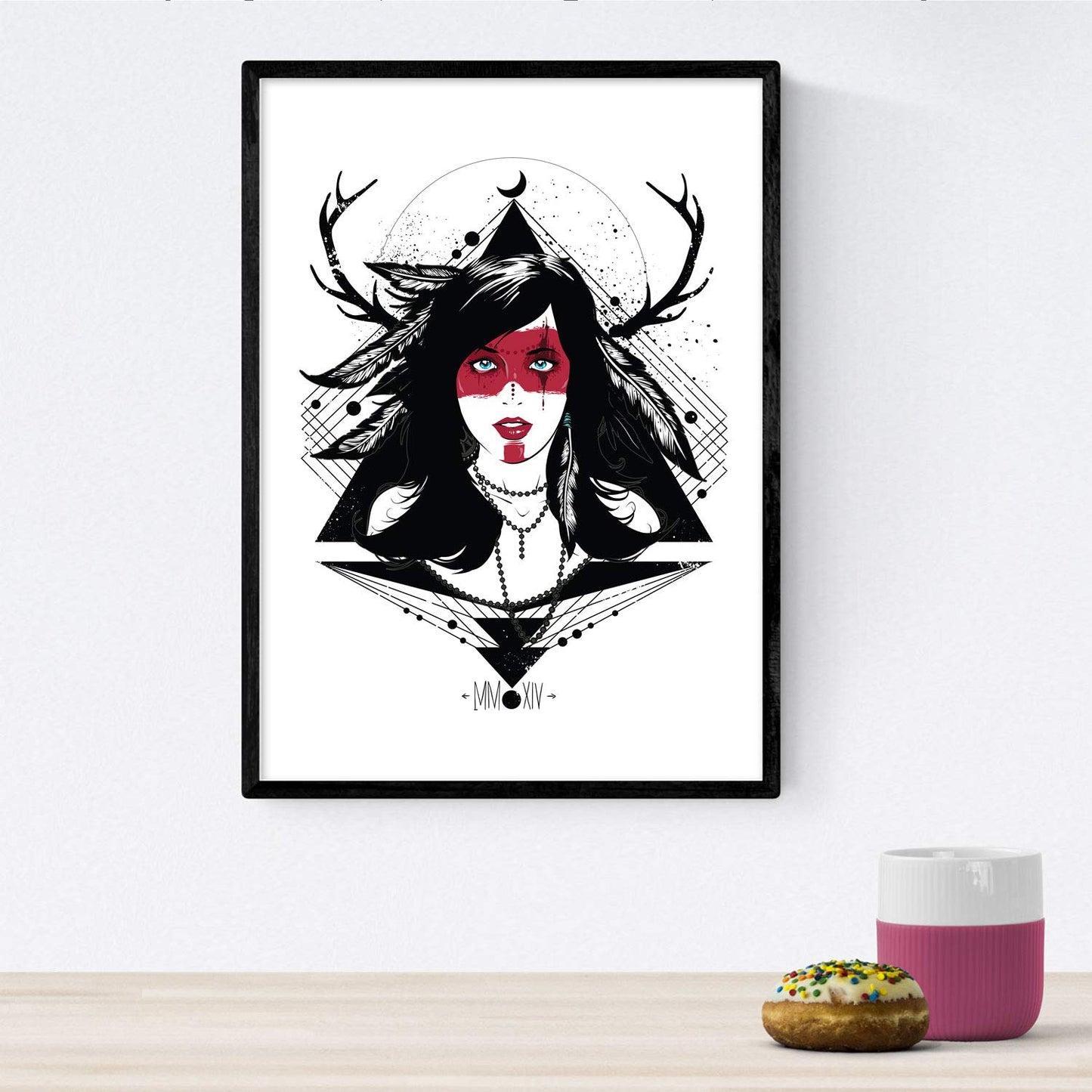 Poster de Chico chica rojo negro. Lámina decorativa de diseño.-Artwork-Nacnic-Nacnic Estudio SL