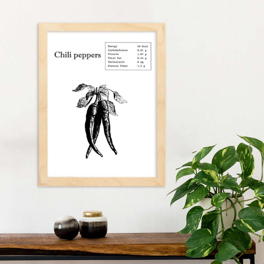 Poster de Chili peppers. Láminas de frutas y verduras en inglés.-Artwork-Nacnic-Nacnic Estudio SL