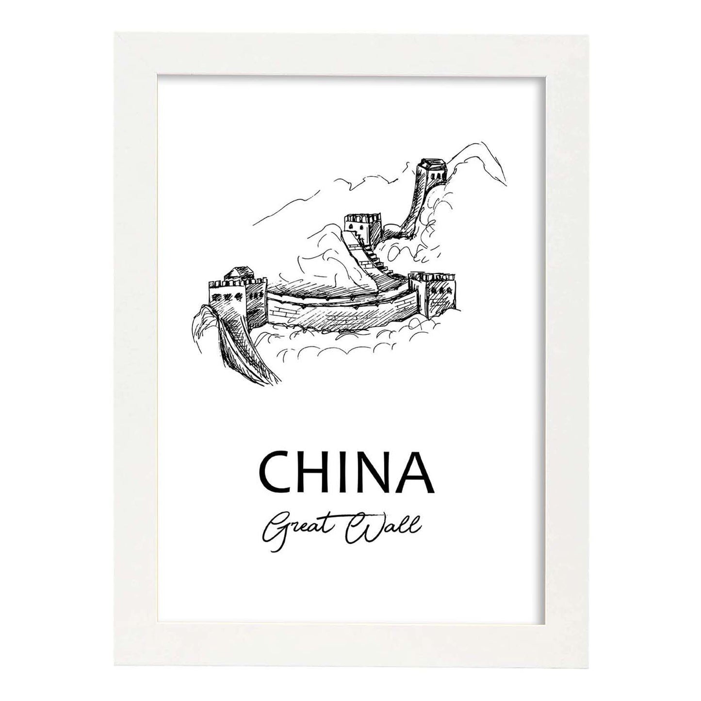 Poster de China - La gran muralla. Láminas con monumentos de ciudades.-Artwork-Nacnic-A3-Marco Blanco-Nacnic Estudio SL