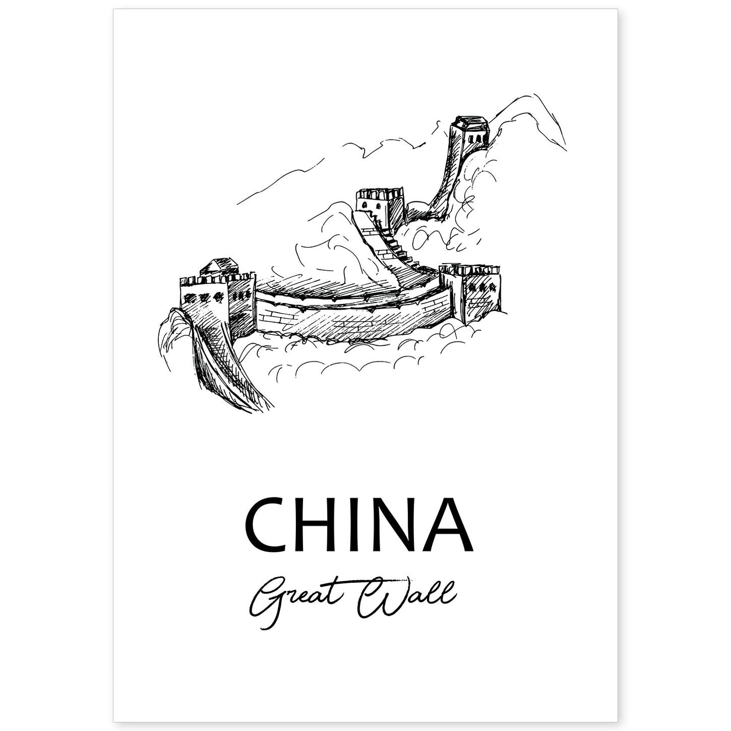 Poster de China - La gran muralla. Láminas con monumentos de ciudades.-Artwork-Nacnic-A4-Sin marco-Nacnic Estudio SL