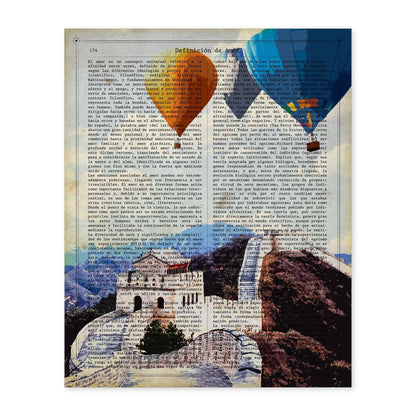 Poster de China (La gran Muralla). Láminas e ilustraciones de ciudades del mundo y monumentos famosos.-Artwork-Nacnic-A4-Sin marco-Nacnic Estudio SL