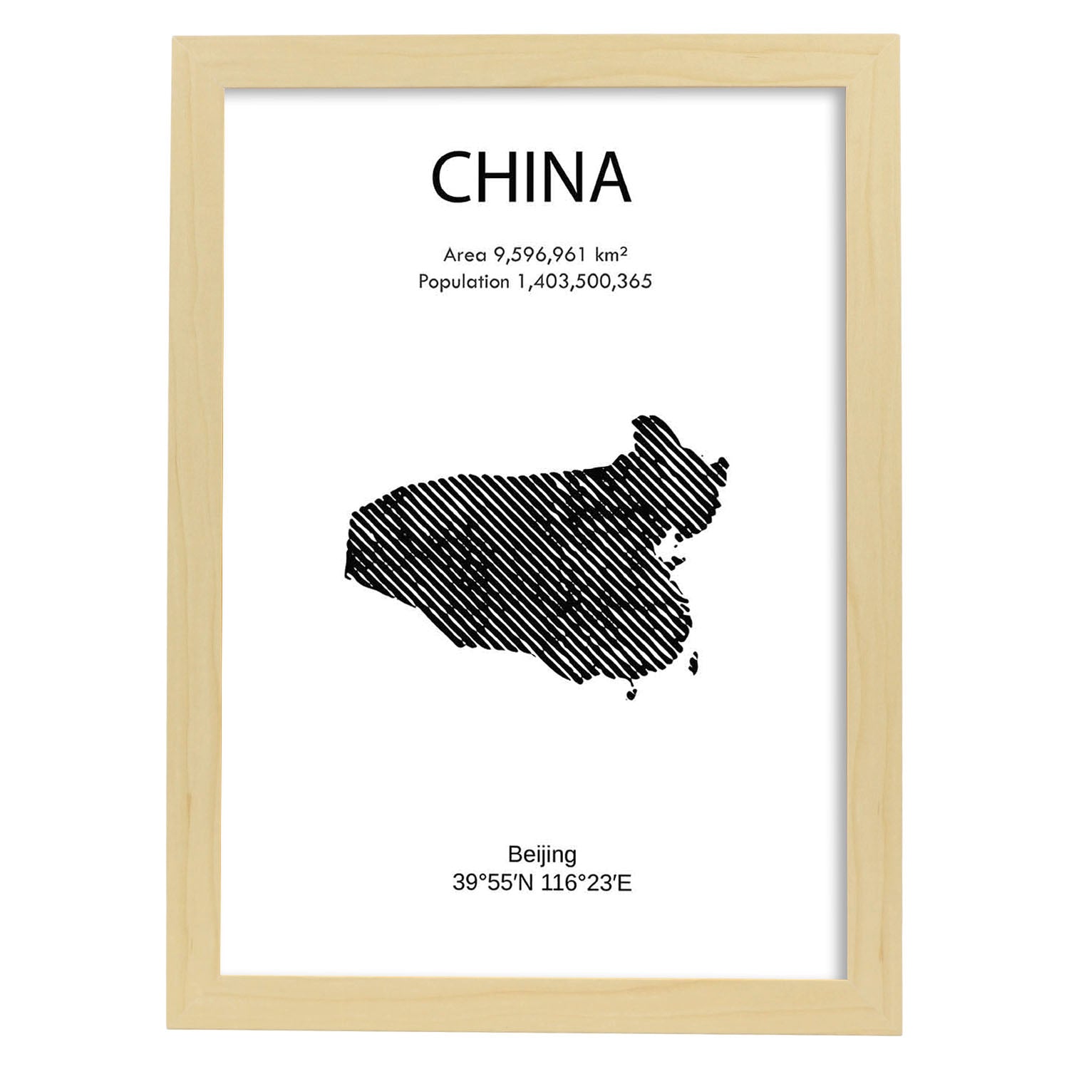Poster de China. Láminas de paises y continentes del mundo.-Artwork-Nacnic-A3-Marco Madera clara-Nacnic Estudio SL