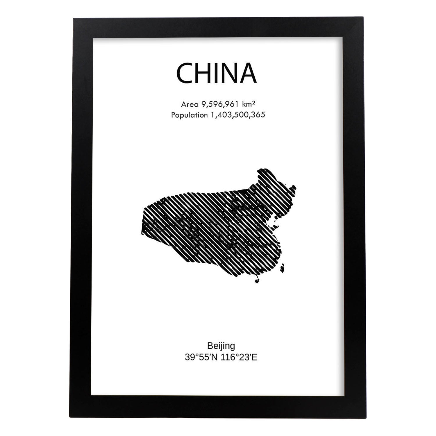 Poster de China. Láminas de paises y continentes del mundo.-Artwork-Nacnic-A3-Marco Negro-Nacnic Estudio SL