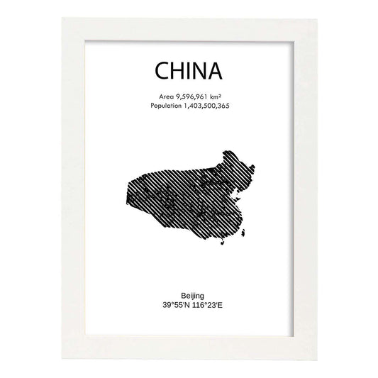 Poster de China. Láminas de paises y continentes del mundo.-Artwork-Nacnic-A4-Marco Blanco-Nacnic Estudio SL