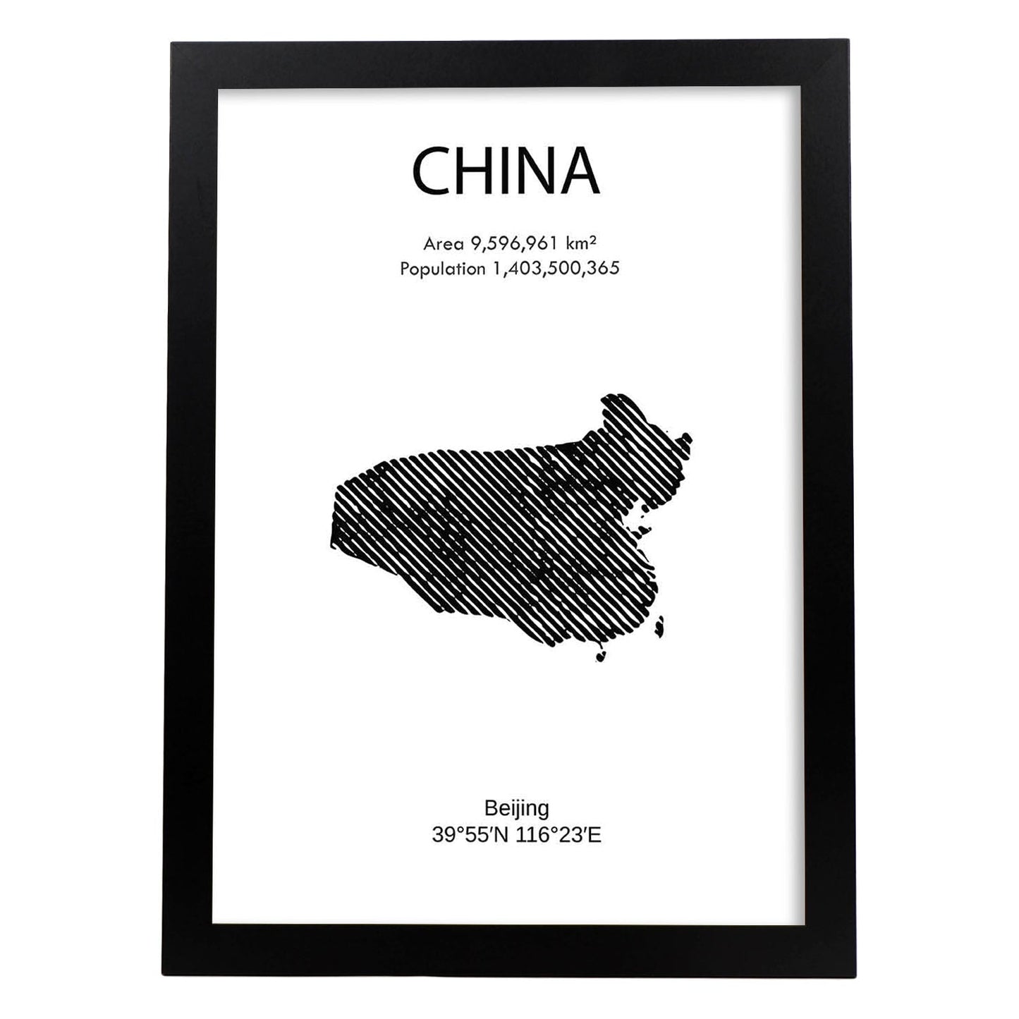 Poster de China. Láminas de paises y continentes del mundo.-Artwork-Nacnic-A4-Marco Negro-Nacnic Estudio SL