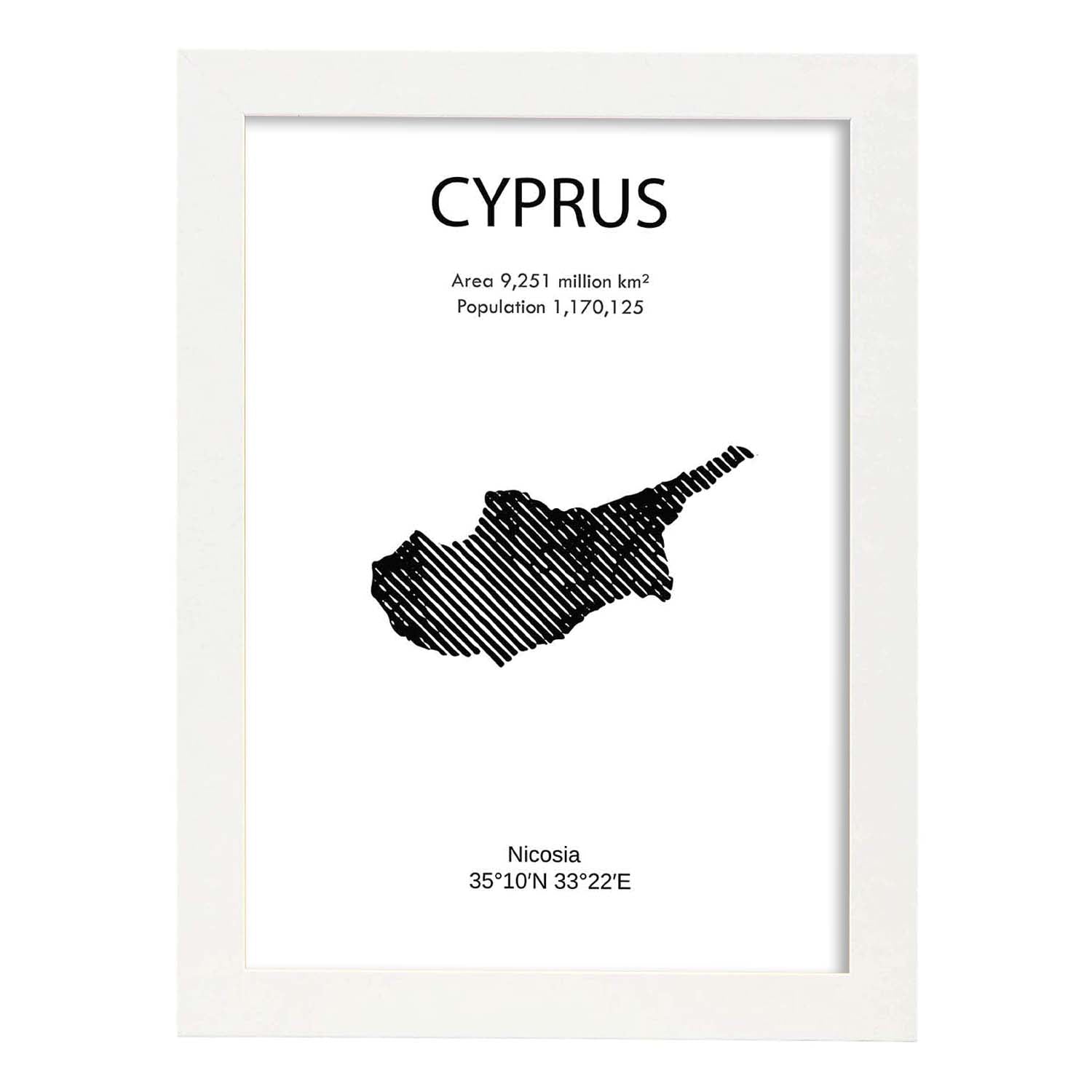 Poster de Chipre. Láminas de paises y continentes del mundo.-Artwork-Nacnic-A3-Marco Blanco-Nacnic Estudio SL