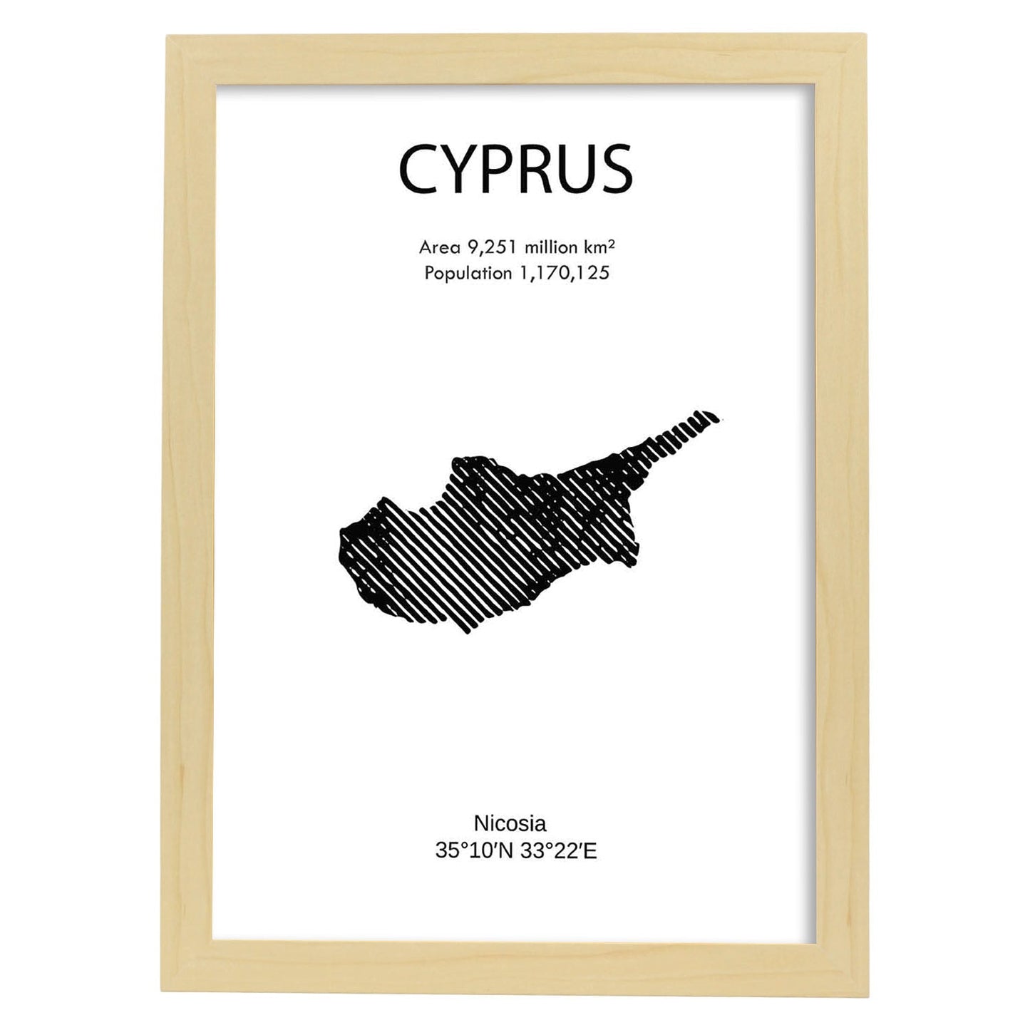 Poster de Chipre. Láminas de paises y continentes del mundo.-Artwork-Nacnic-A3-Marco Madera clara-Nacnic Estudio SL
