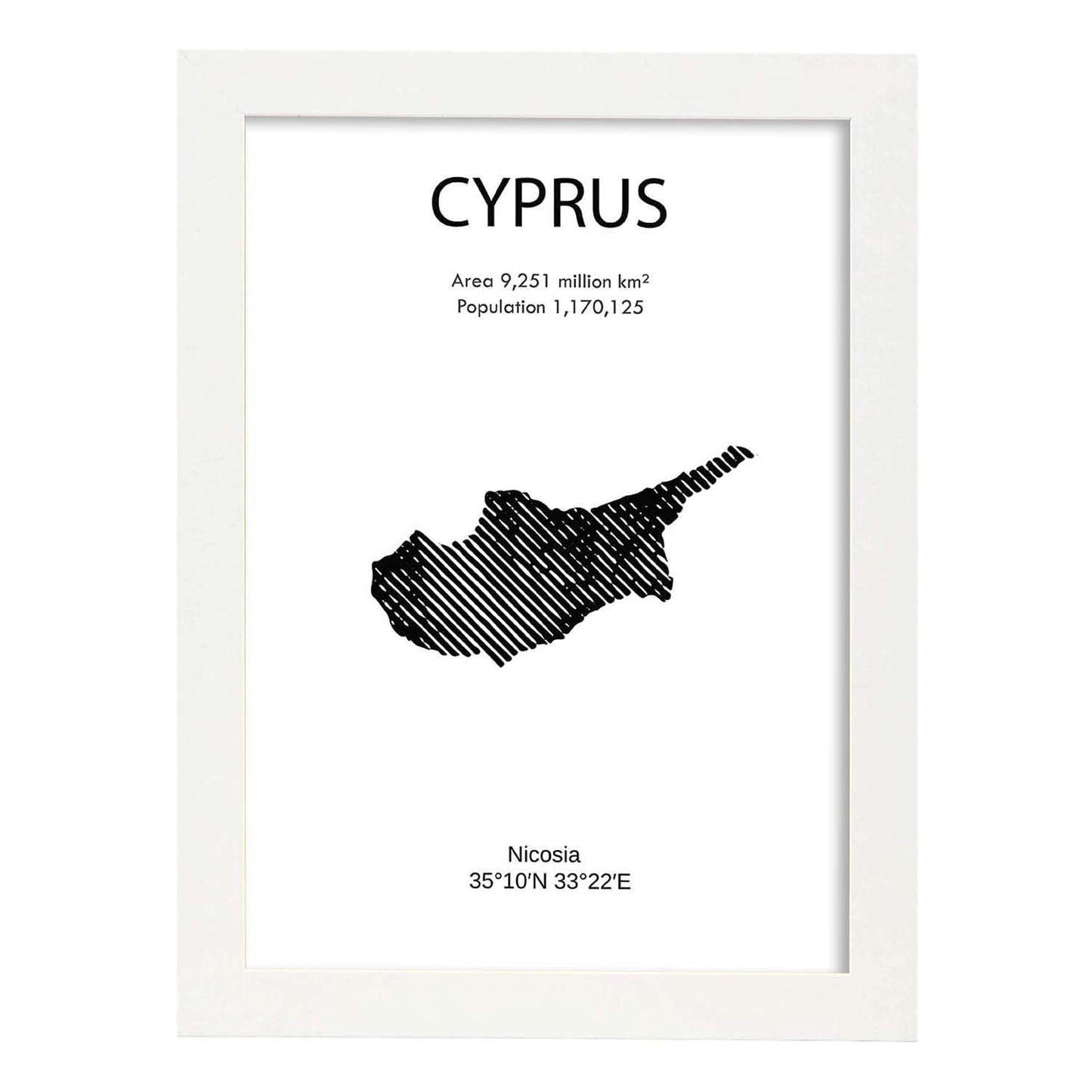 Poster de Chipre. Láminas de paises y continentes del mundo.-Artwork-Nacnic-A4-Marco Blanco-Nacnic Estudio SL