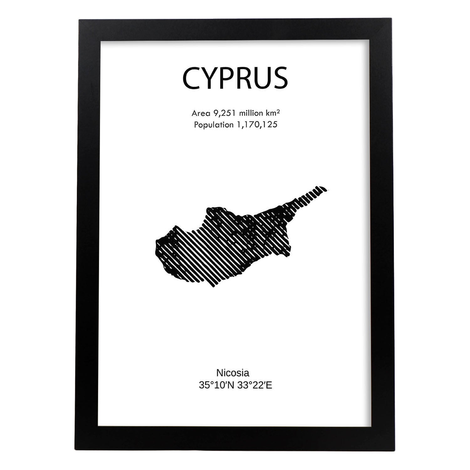 Poster de Chipre. Láminas de paises y continentes del mundo.-Artwork-Nacnic-A4-Marco Negro-Nacnic Estudio SL