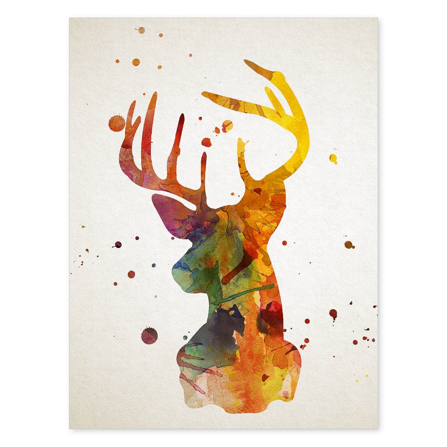 Poster de Ciervo estilo acuarela. Láminas de animales con estilo acuarela-Artwork-Nacnic-A4-Sin marco-Nacnic Estudio SL